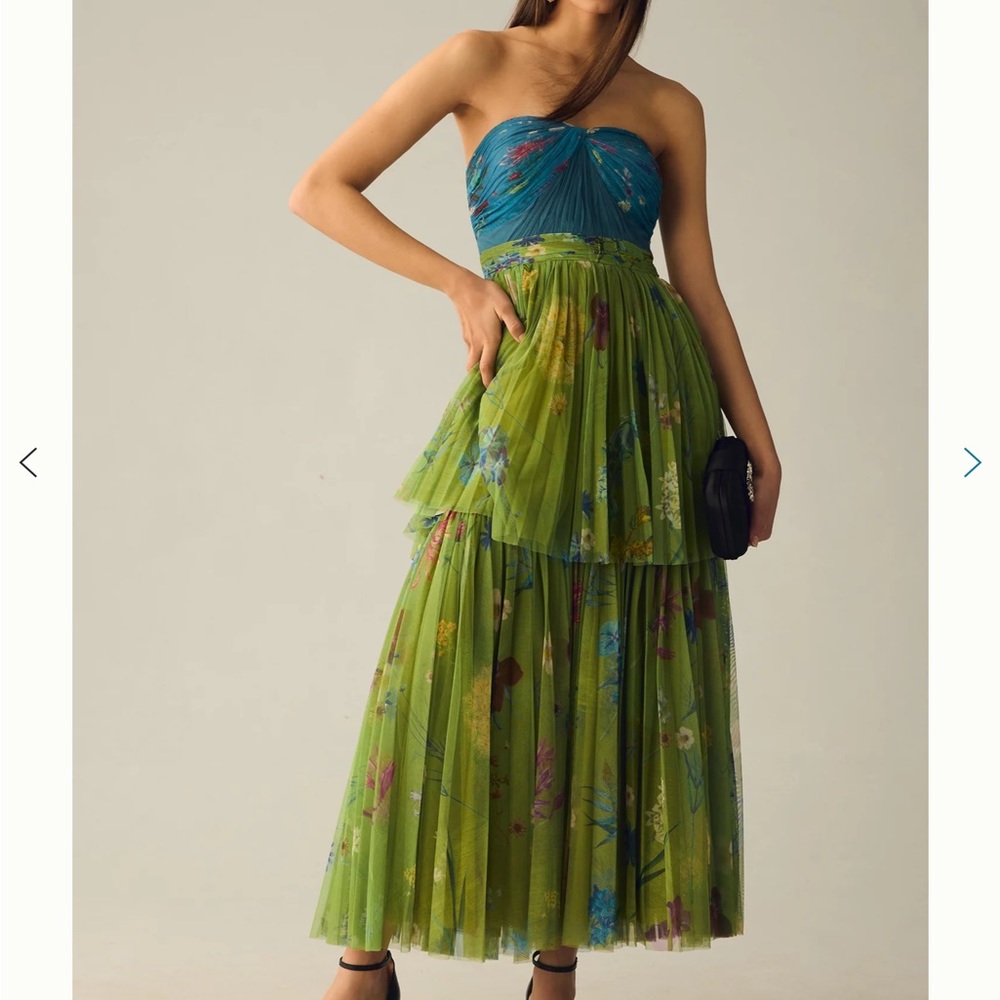 Geisha designs pleated strapless dress Anthropologie